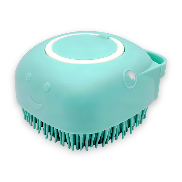Bath Brush Pro dog bath brush with shampoo dispenser on a white background