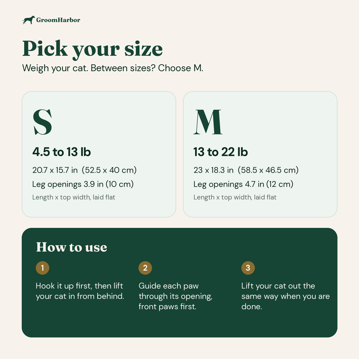 CalmCat cat grooming hammock sizes S and M and how to use it