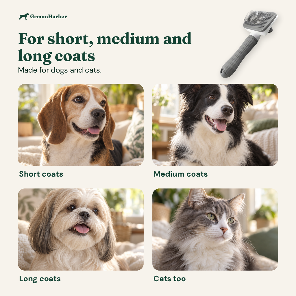 CleanPin slicker brush for short, medium and long coats, made for dogs and cats