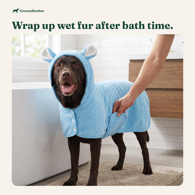 DryPup Bathrobe: in use at home