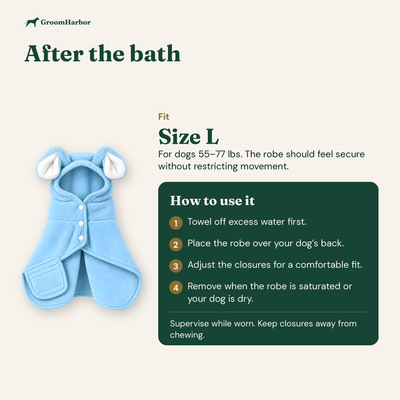 DryPup Bathrobe: size and how to use it