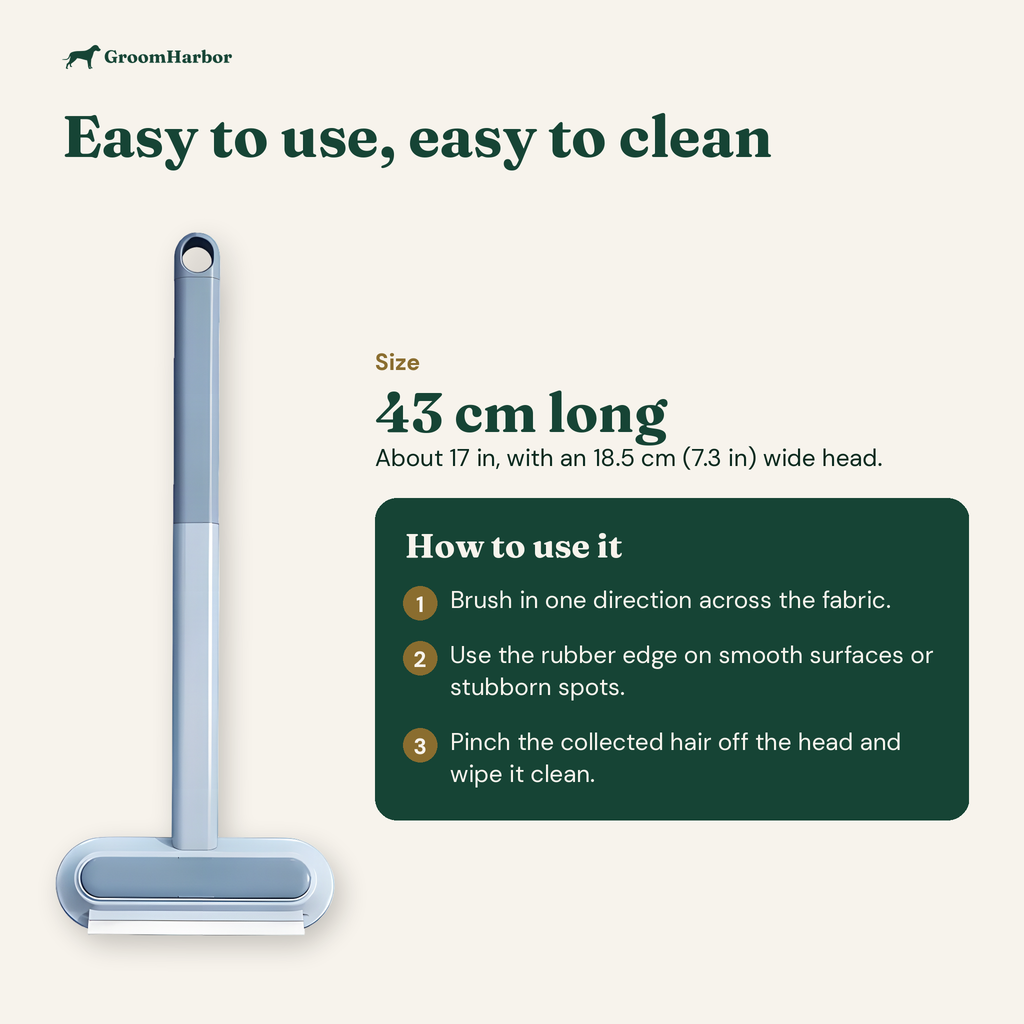 LiftAway 3-in-1 Pet Hair Remover: size and how to use it