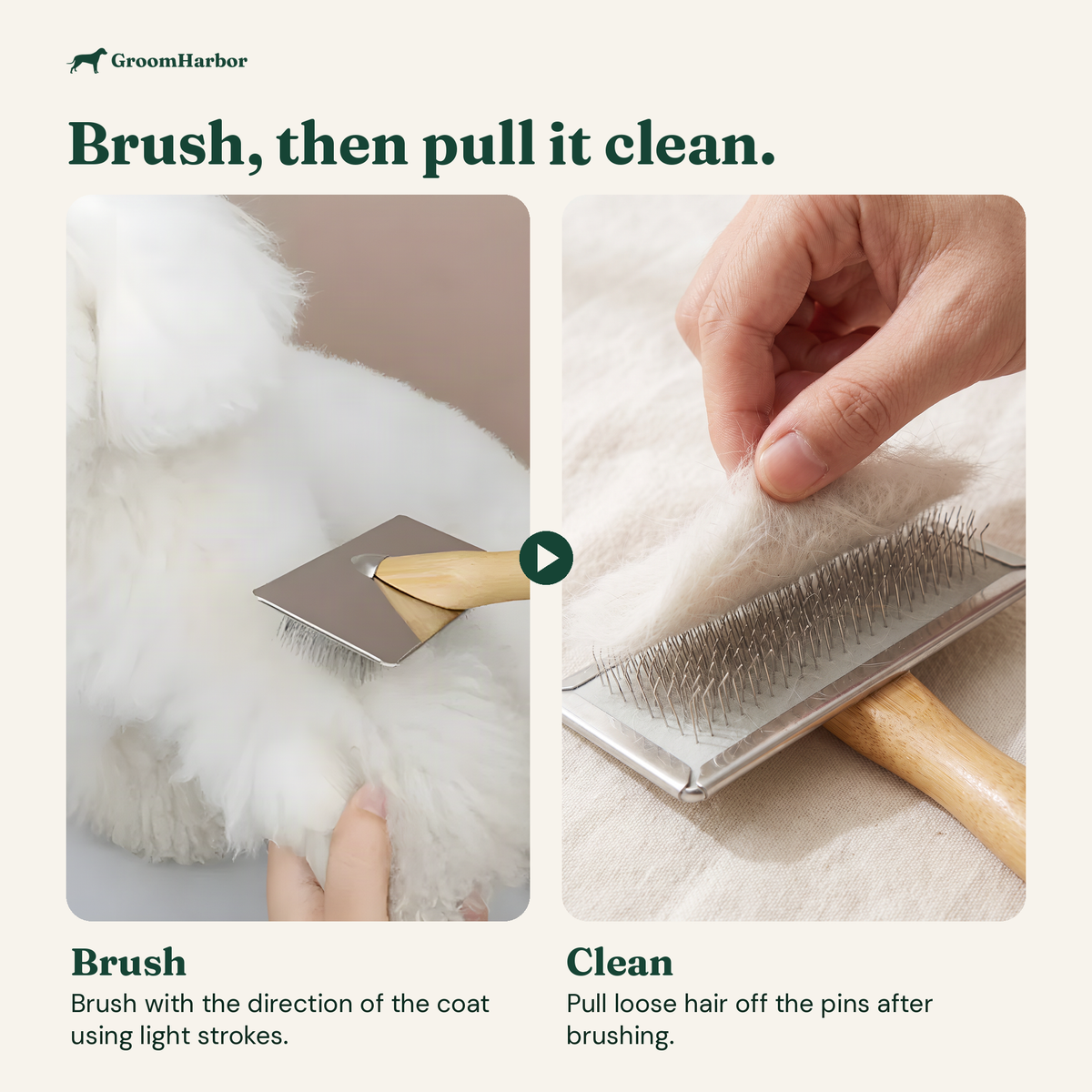 How the Wooden Handle Pin Brush works
