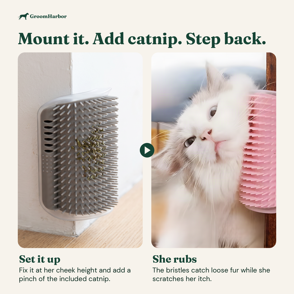How the PurrCorner Cat Self Groomer works