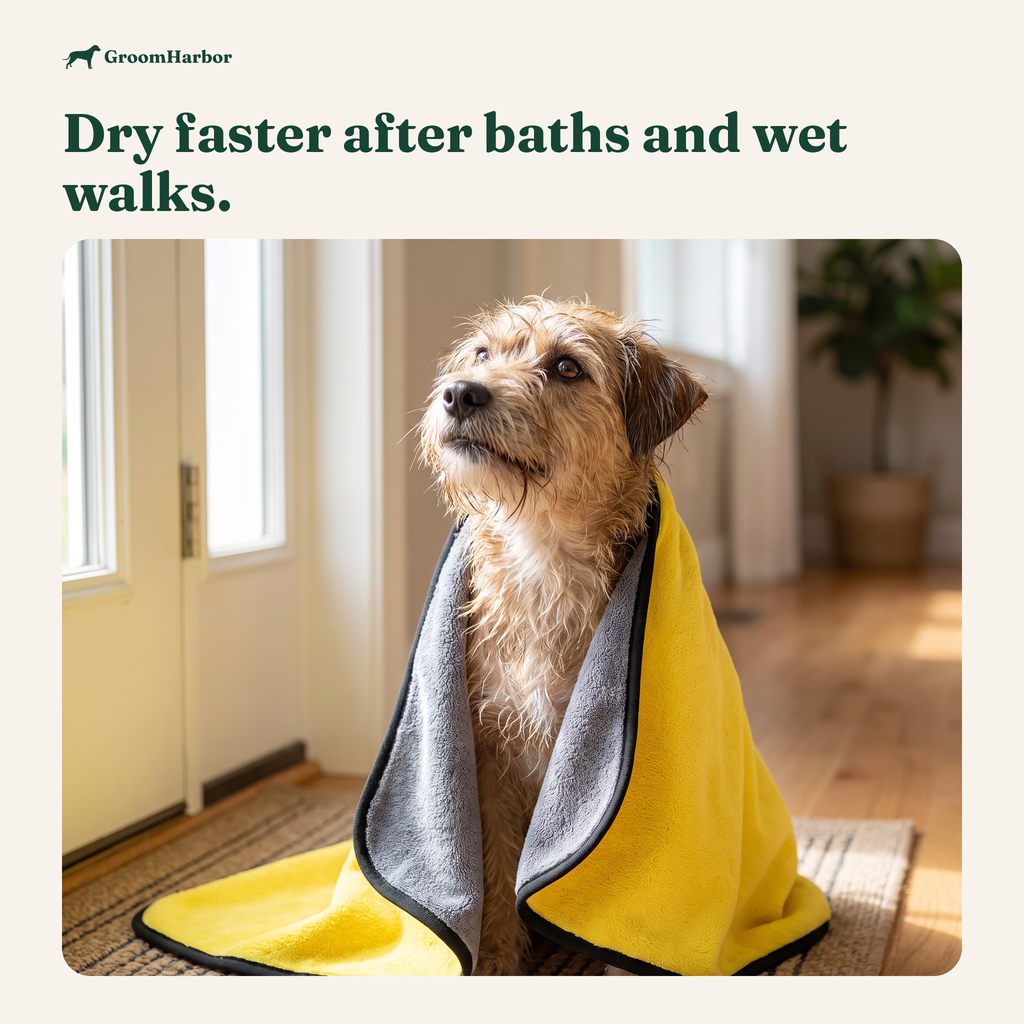 QuickDry Microfiber Pet Towel: in use at home