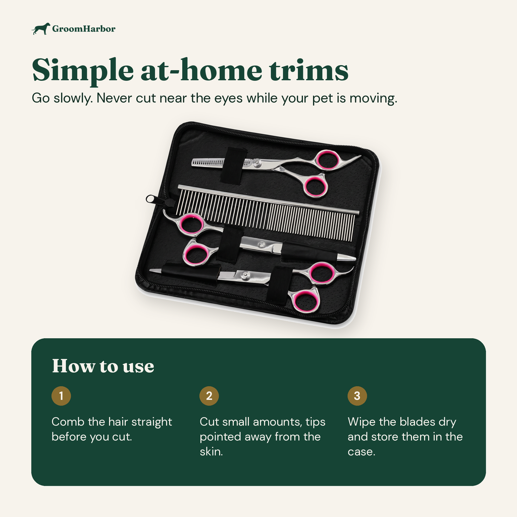 TrimSet Dog Grooming Scissors Kit with Case: size and how to use it