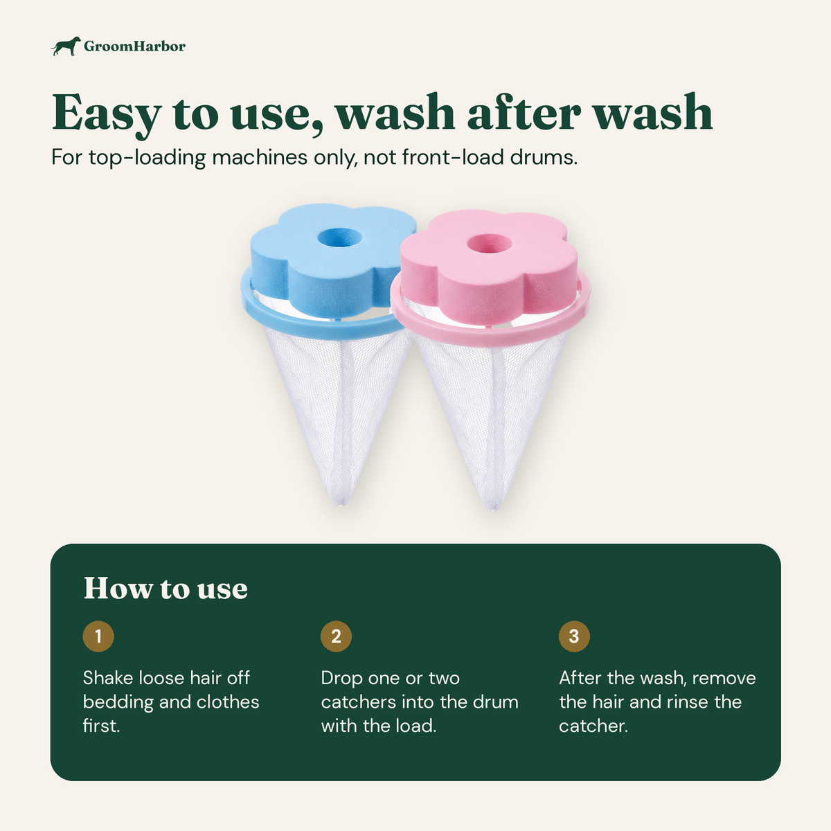 WashCatch Pet Hair Catcher: size and how to use it